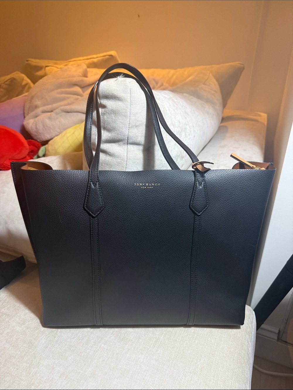 Tory Burch Black Pebbled Leather Tote